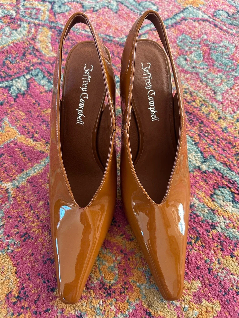 Jeffrey Campbell | Women's Caramel Patent Leather Slingback Alimony Pumps Sz 7.5